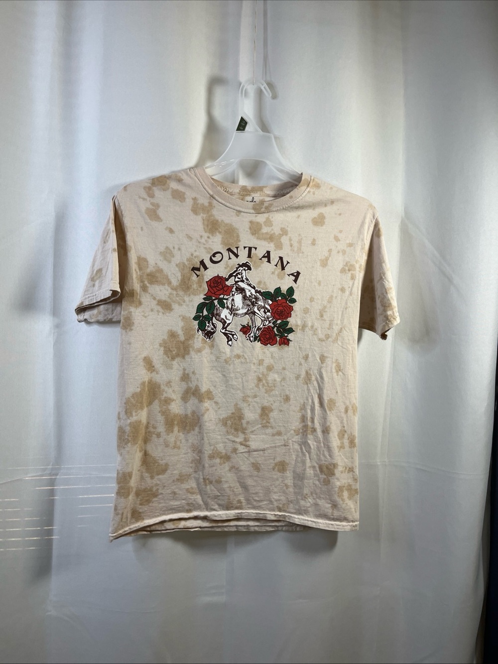 Made Right Montana Graphic Tee  CowBoy Brocos Horse Rose T Shirt Size M Y2K
